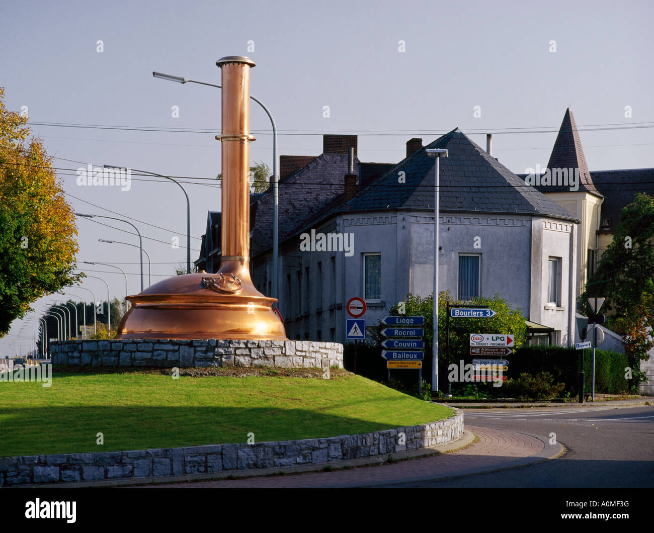 Old copper fermentation kettle from the Chimay Trappist Brewery on