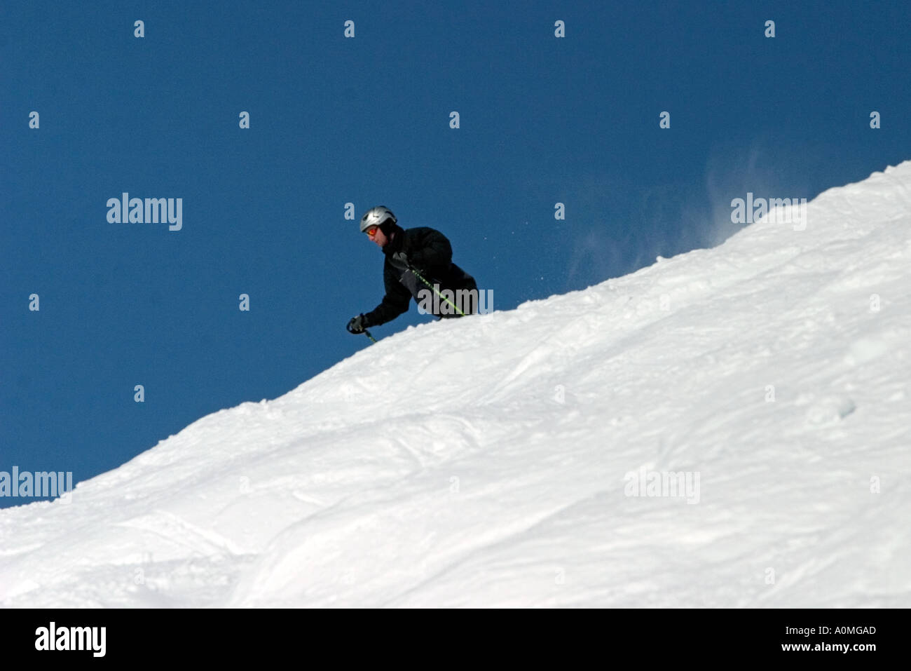 enjoying the ski in grand bornand alps france Stock Photo