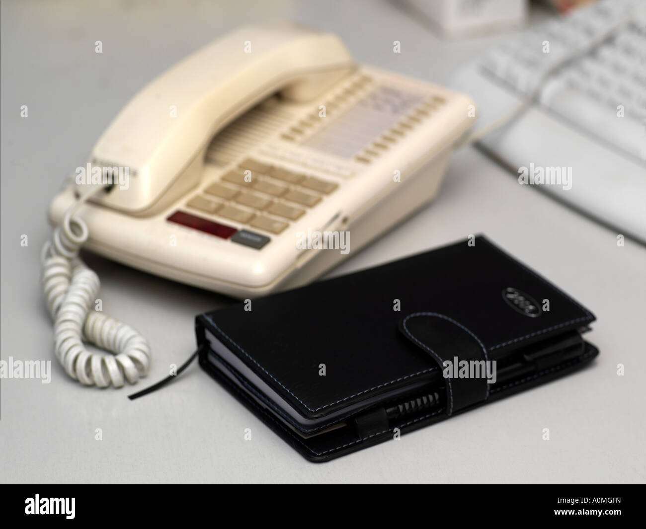 Office Telephone & Diary Stock Photo