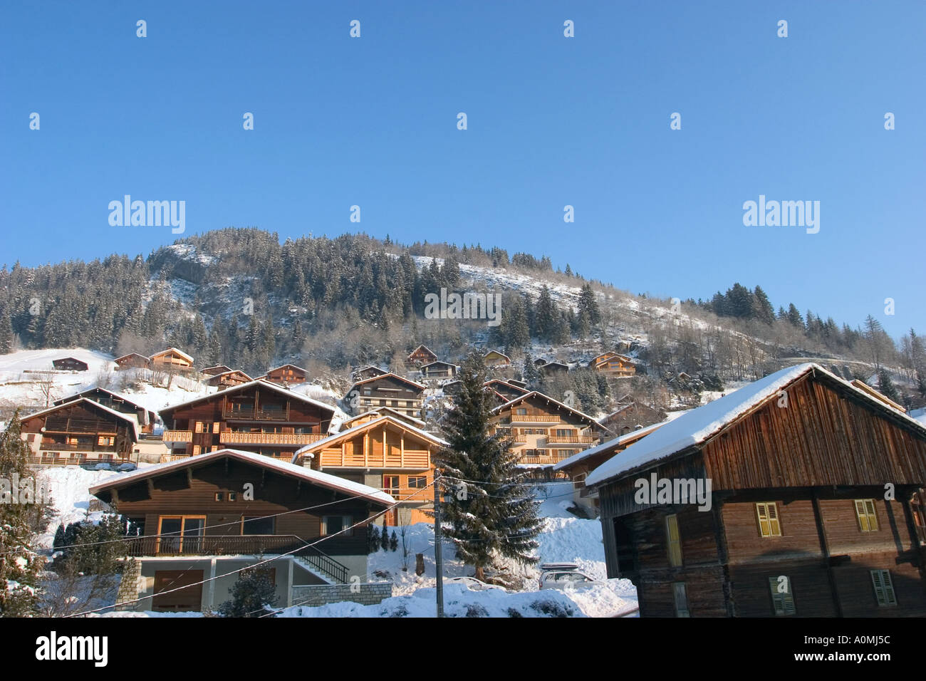 le grand bornand old traditional village in french alps  Stock Photo