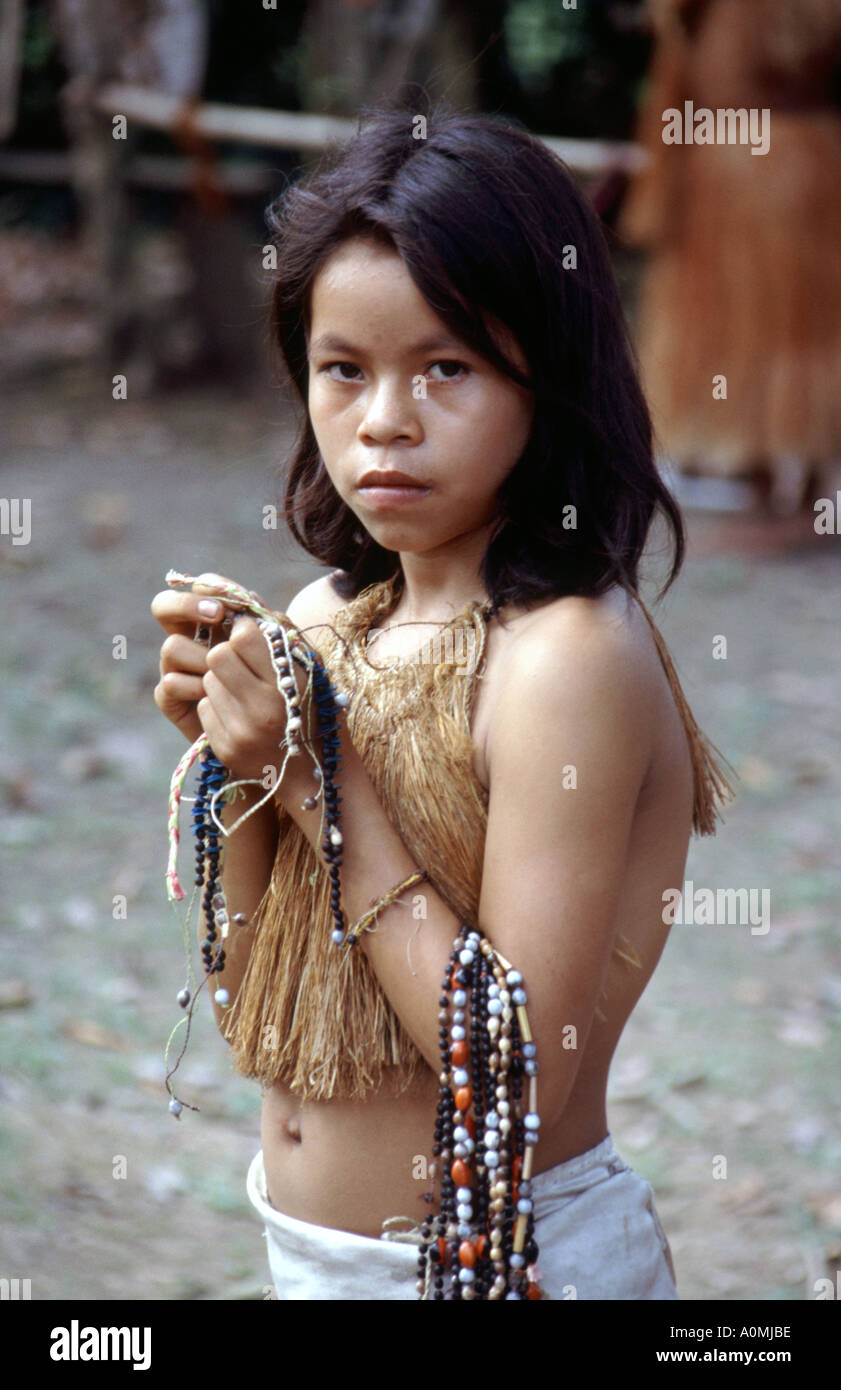 Portrait Of A Girl From The Yagua Tribe In The Amazon Region Of Peru Stock Photo Alamy