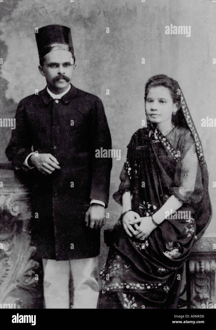 Old historical vintage 1930s picture of couple India Stock Photo