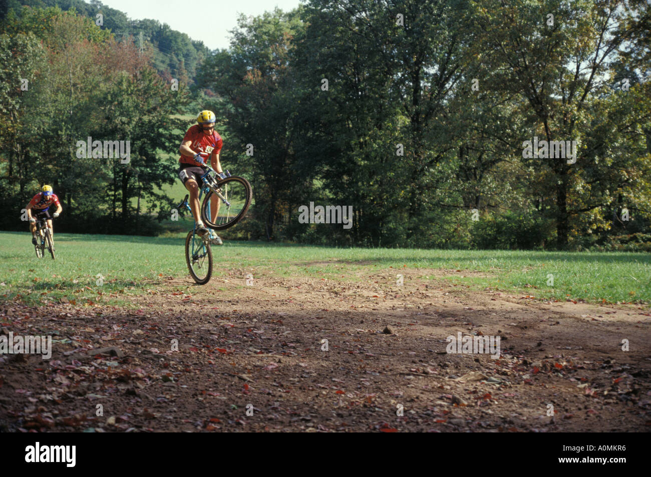 mountain sport off road bicycle riding park landscape wheelies tricks