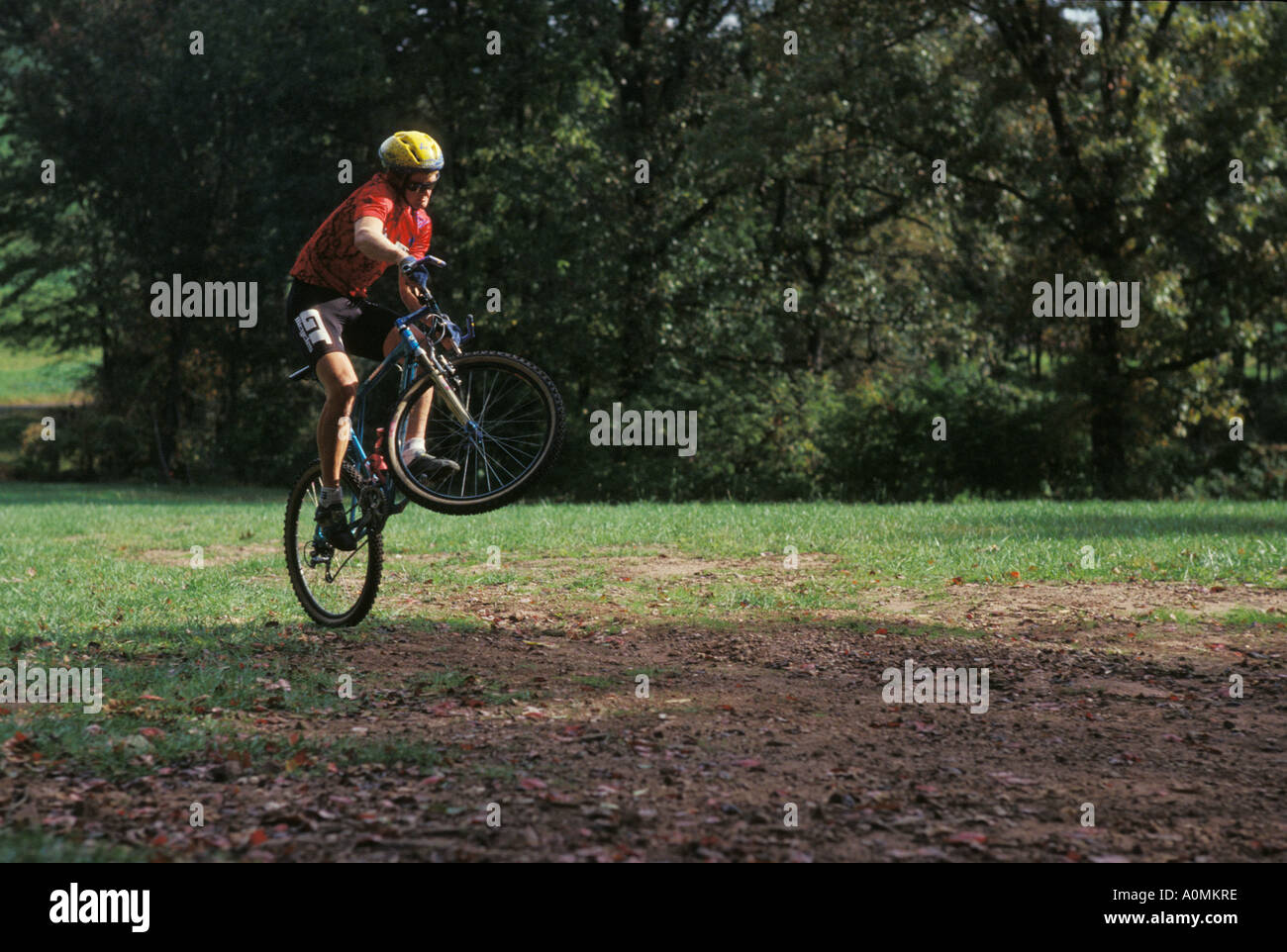 mountain sport off road bicycle riding park landscape wheelies tricks