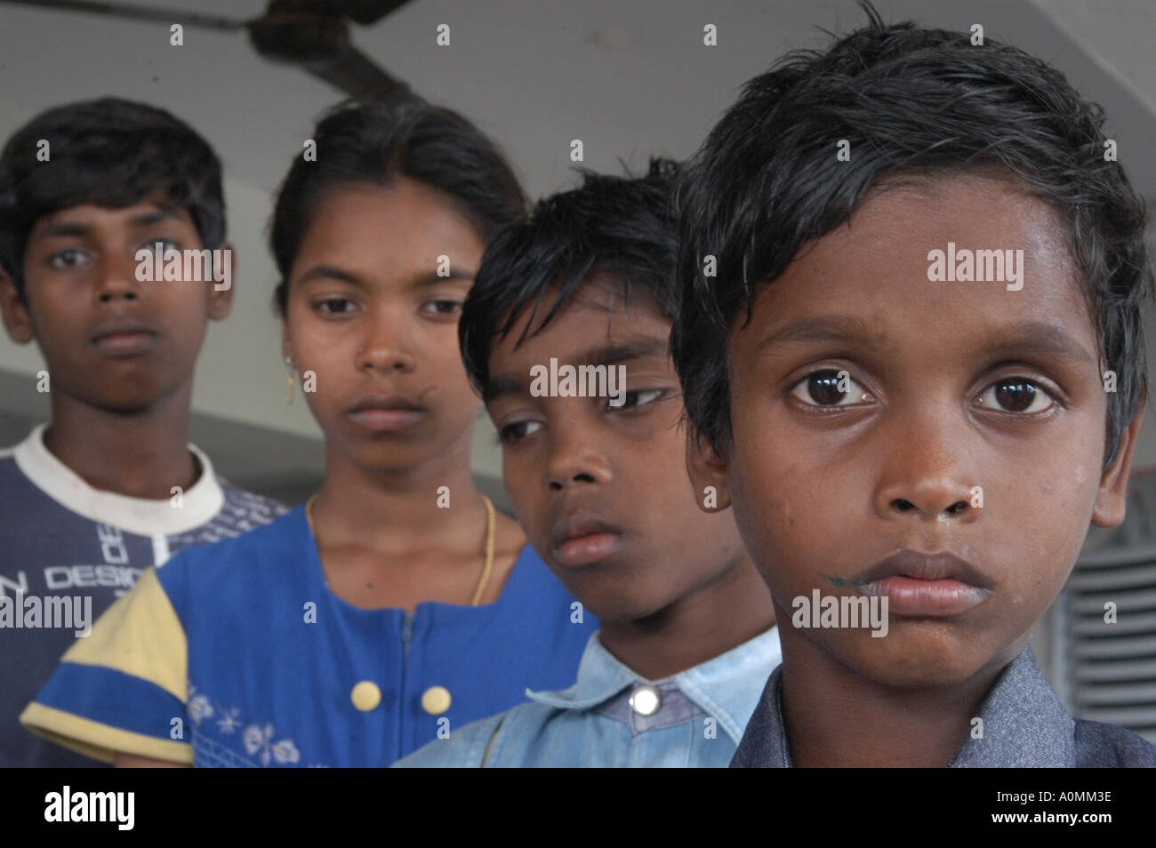 Orphaned children after Tsunami earthquake Nagapattinum Velankanni Tamil Nadu India Asia Stock Photo