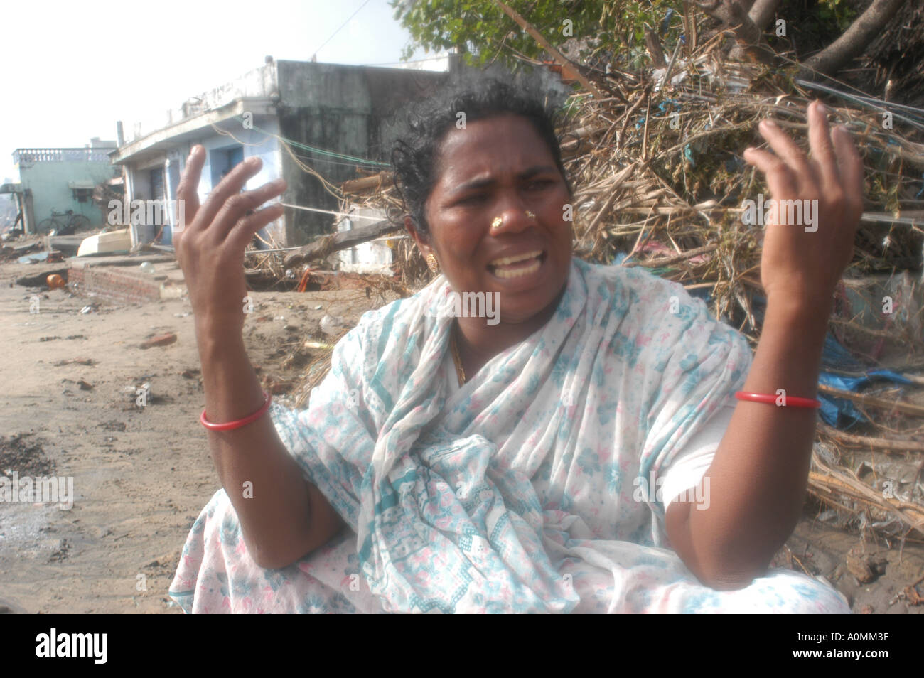 MPD92636 Damage by natural disaster Tsunami earthquake on sea floor Nagapattinum Velankanni Tamil Nadu Indian Ocean Indi Stock Photo