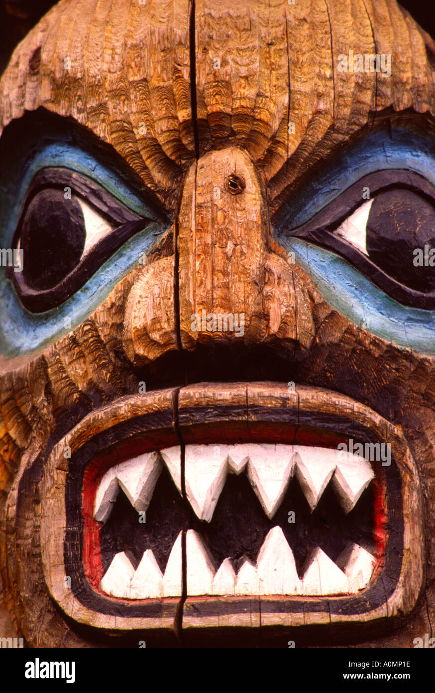 Detail of Alaskan Totem pole Stock Photo - Alamy