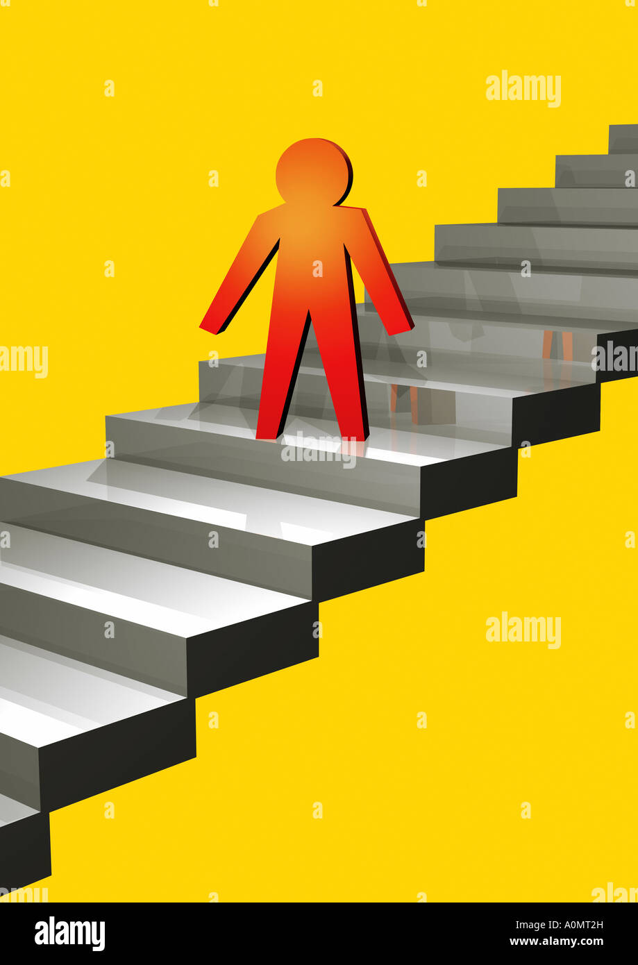 stairway with figure Treppe mit Figur Stock Photo