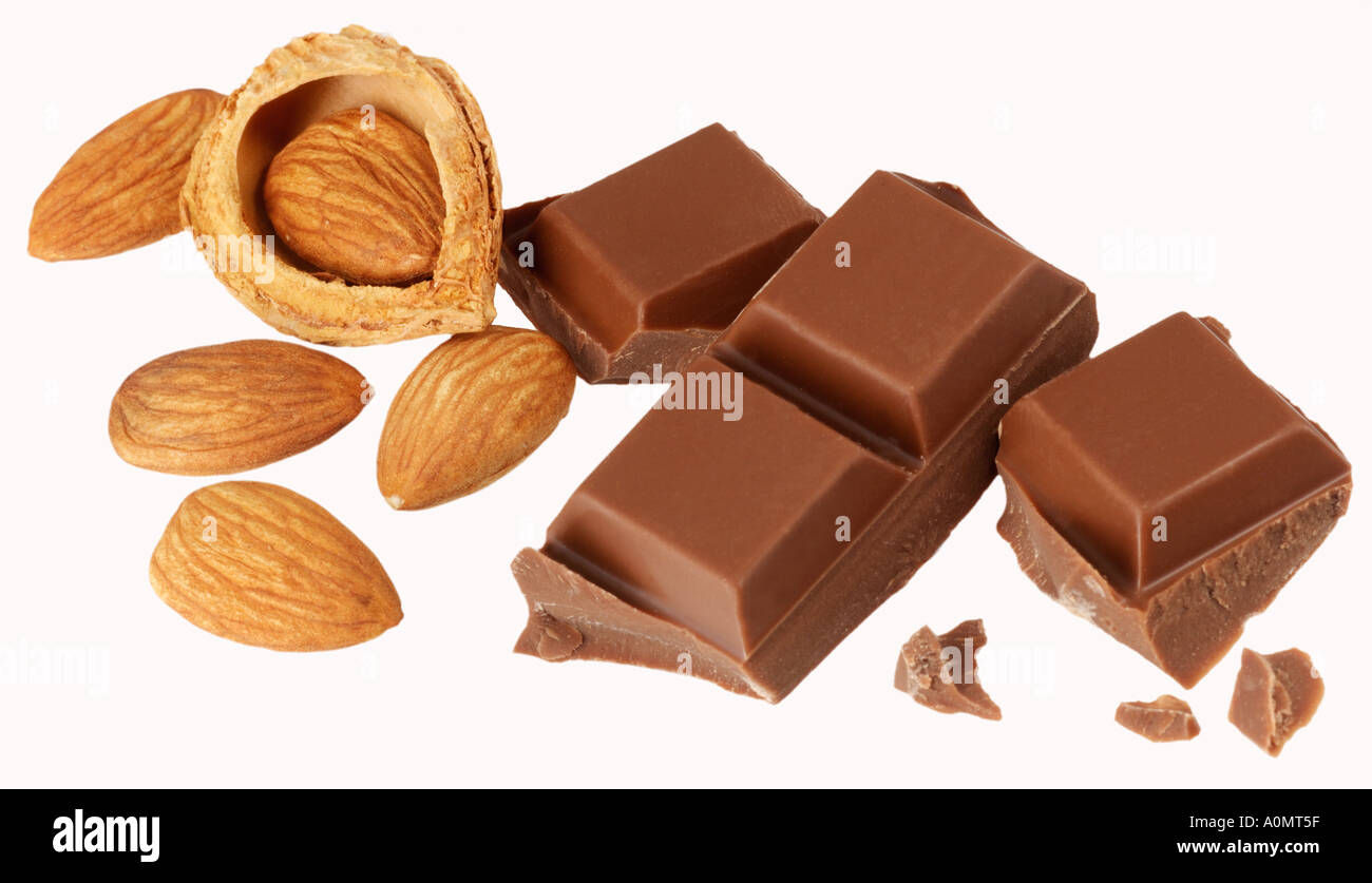 MILK CHOCOLATE WITH ALMONDS Stock Photo Alamy