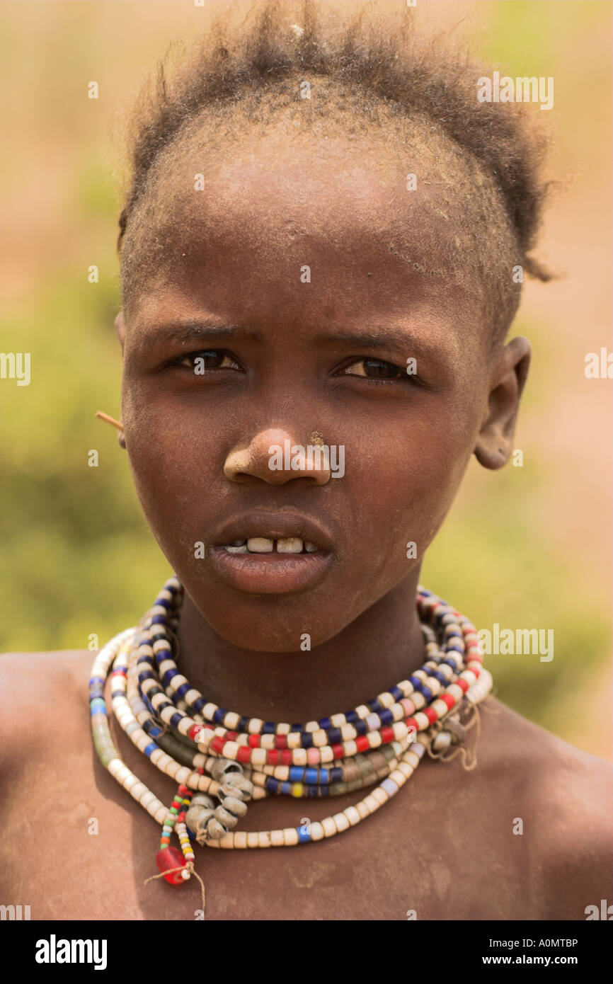 ETHIOPIA Lower Omo valley Village near Omorate Dassanech girl Stock ...