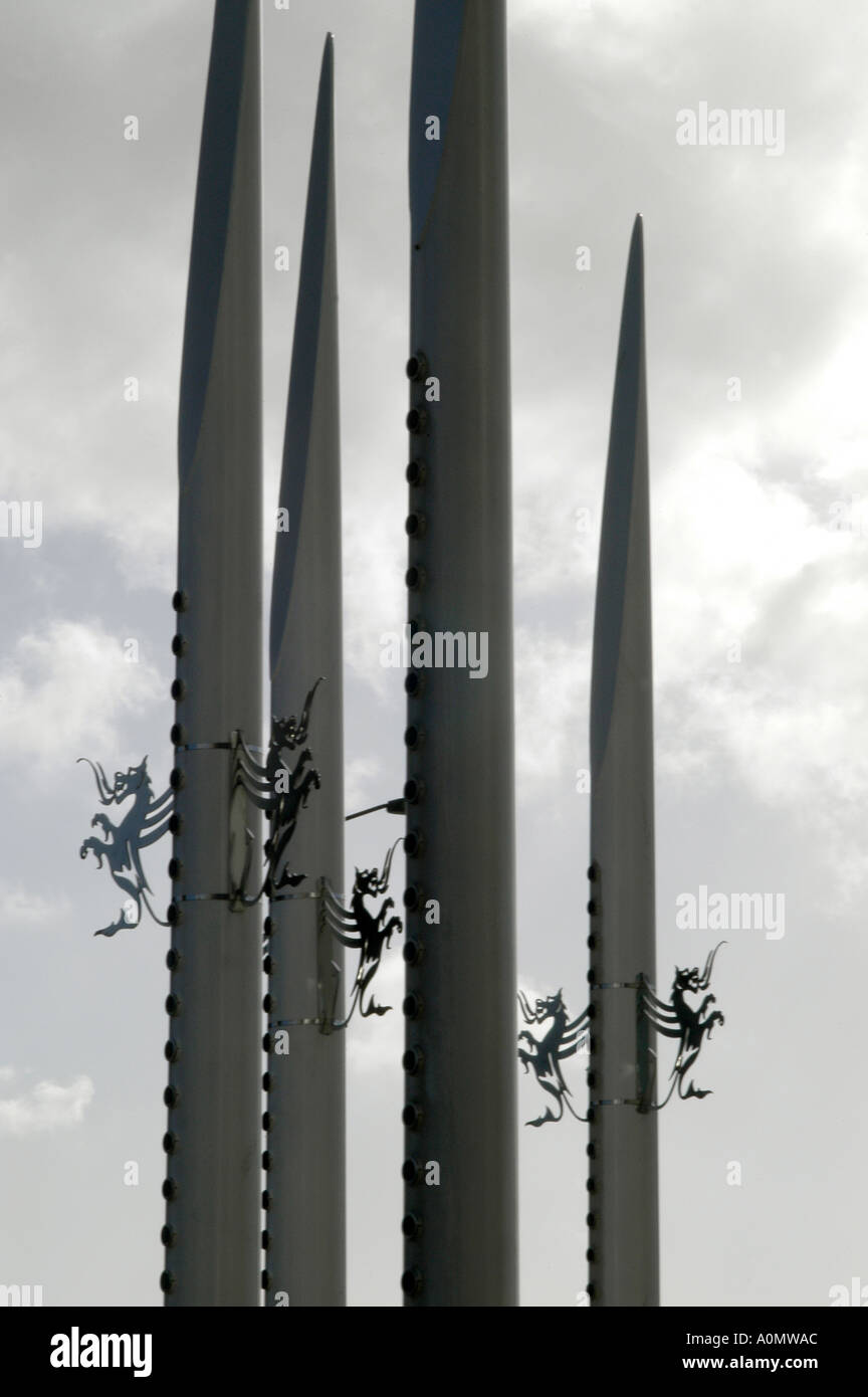 Cardiff symbol metal monument brains art architecture sculpture landmark UK United Kingdom GB