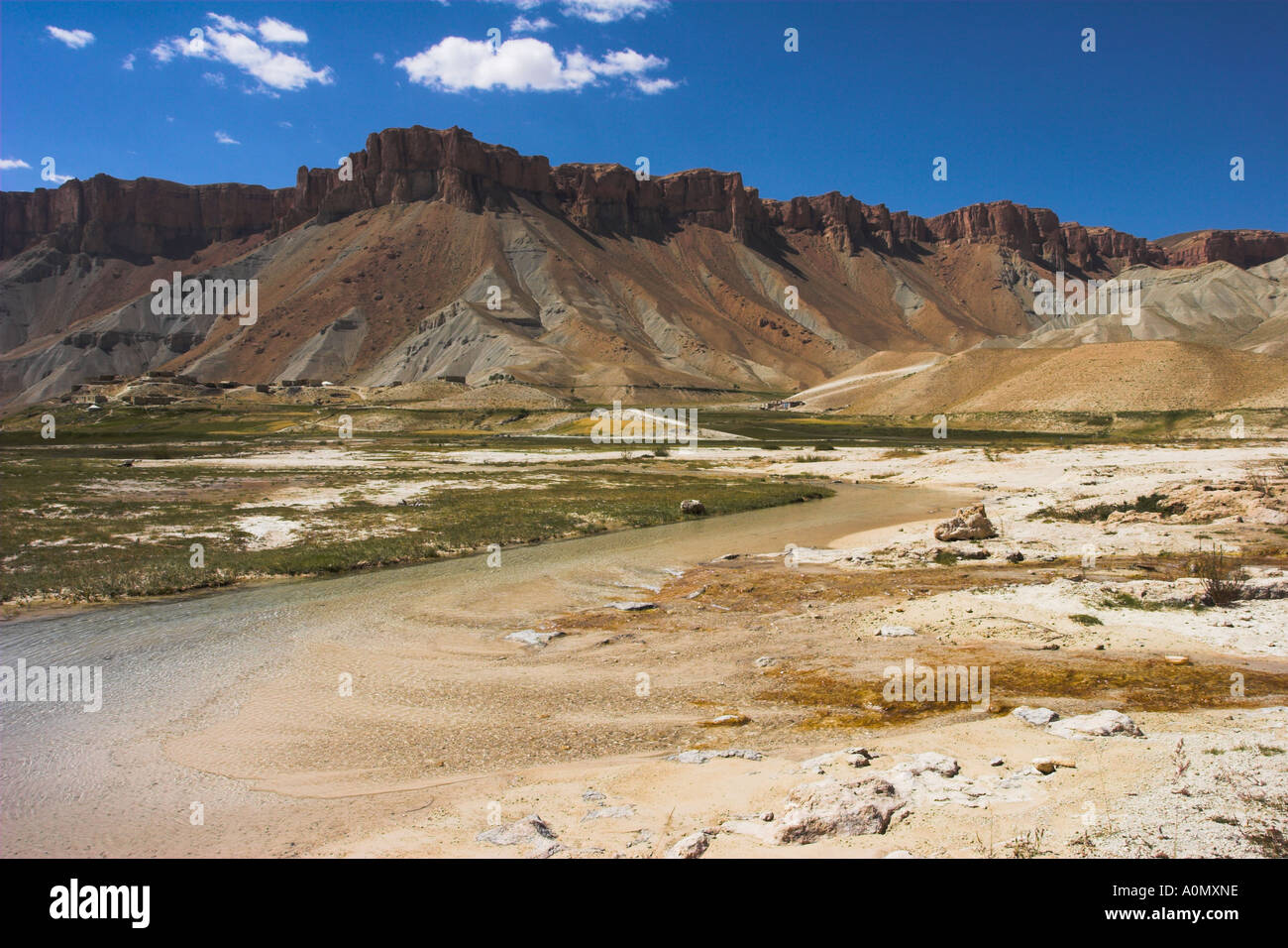 AFGHANISTAN Band E Amir Dam of the King crater Lakes Stream near Band I Zulfiqar the main lake Stock Photo