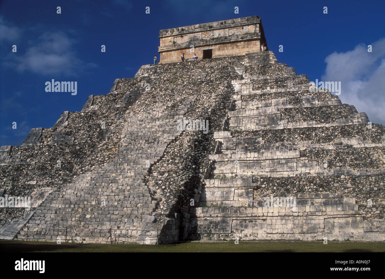 Pyramide of Kukulkan El Castillo backside Maya historic site Chichen Itza Yucatan Mexico Stock Photo