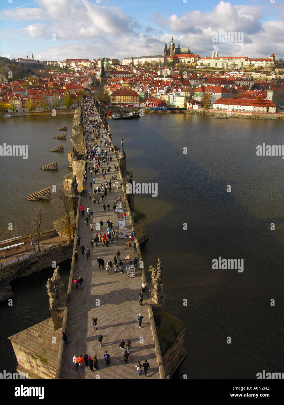 An aerial view of the Charles Bridge, Prague, Czech Republic. Stock Photo