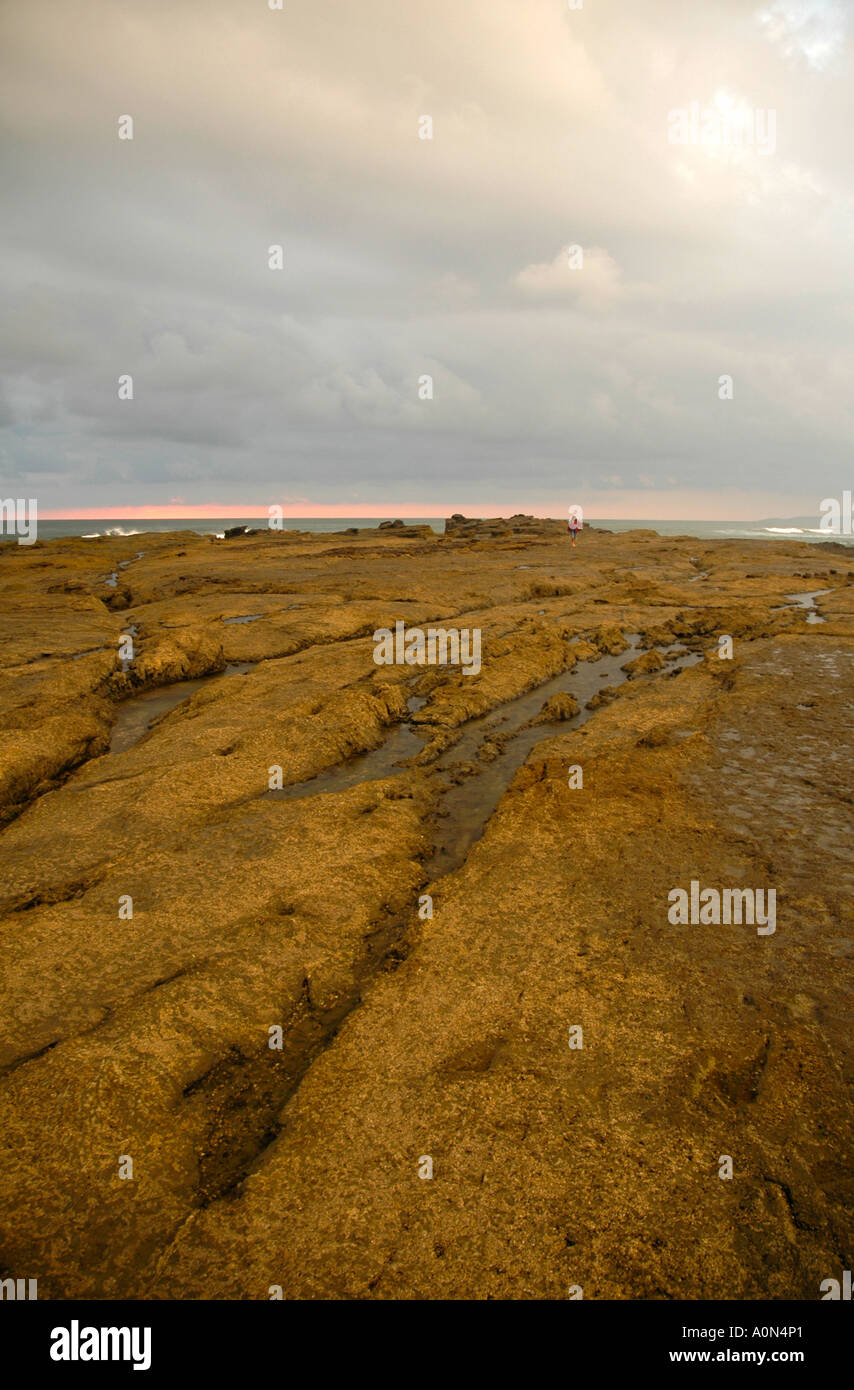 Nosara Beach at dusk in stormy weather, Guanacaste Province, Costa Rica, Central America Stock