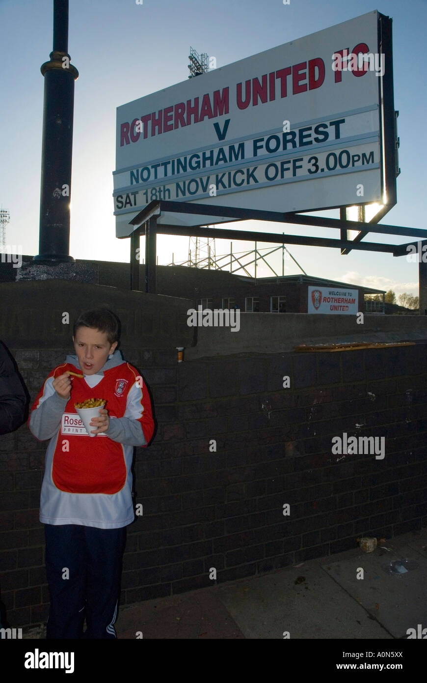 A young Rotherham fan eating chips Rotherham 1 Nottingham Forest 1 18th