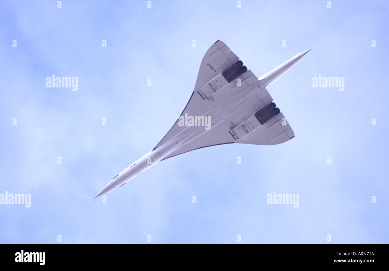 Concorde delta wing plane, British Airways, Overflying Birmingham Airport Five Days Before Retirement From Service Stock Photo