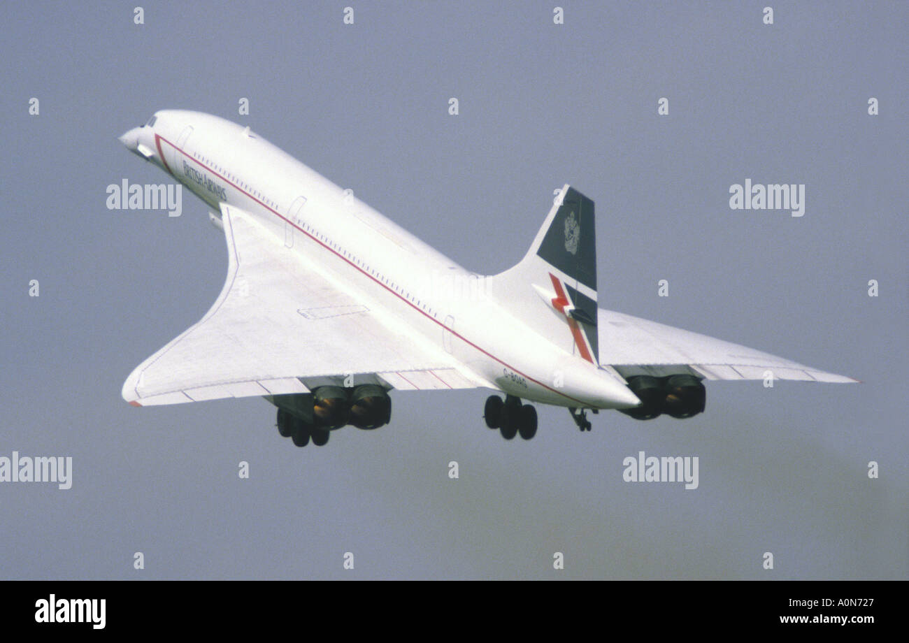 Concorde plane, British Airways, taking off from Fairford Stock Photo