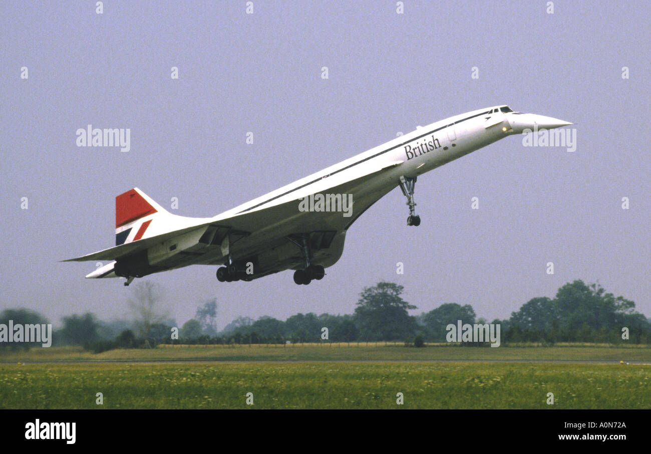 Concorde plane, British Airways, Landing Fairford Air Tattoo Stock Photo