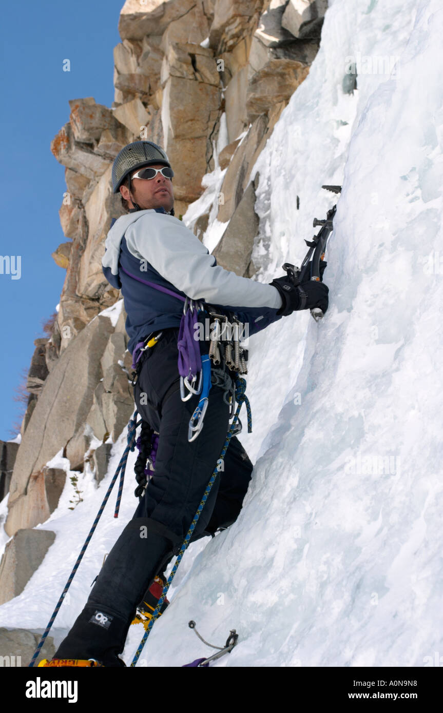 Ice climbing in Lee Vining CA USA Stock Photo Alamy