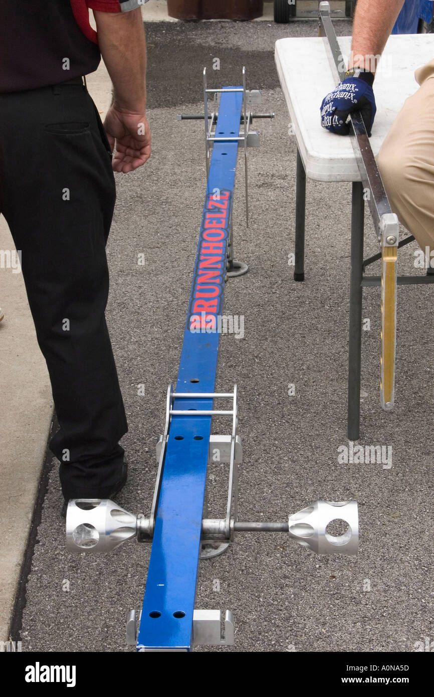 Rail device used by NASCAR officials to measure wheelbase Stock Photo Alamy