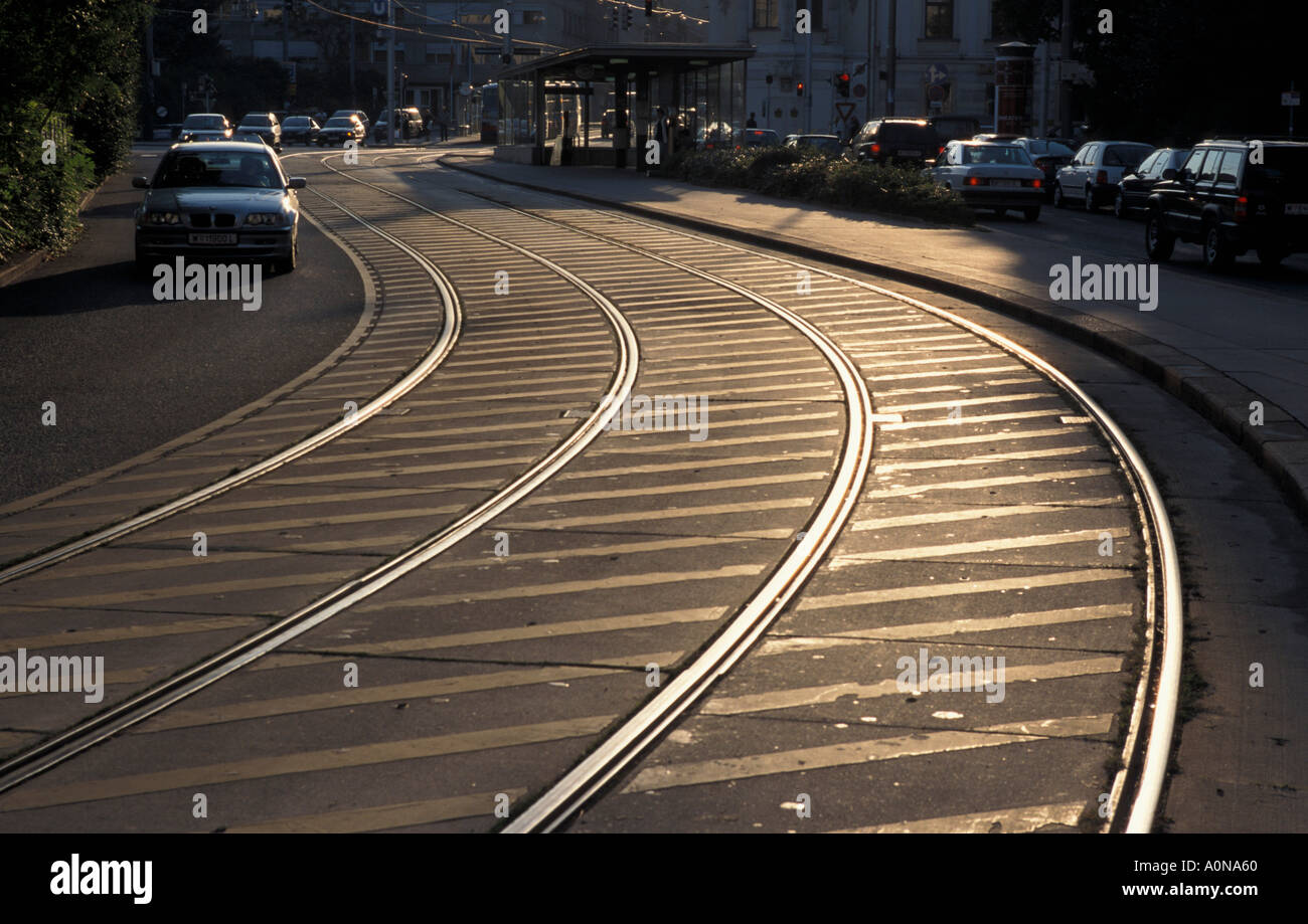 Vienna, tramway rails Stock Photo - Alamy