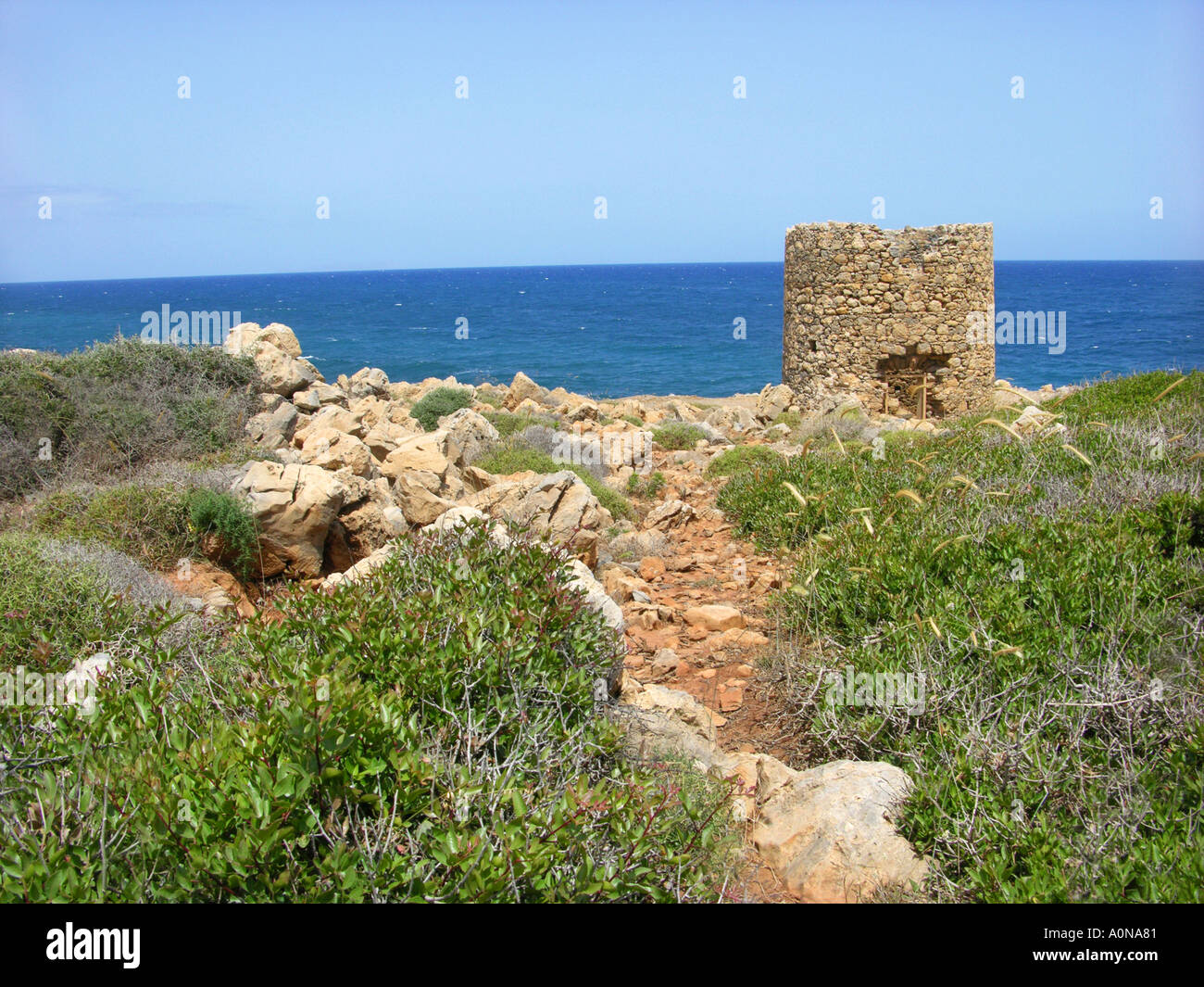 PARALIA MILATOU Milatus Beach MILATOS Lighthouse CRETE Greece KRETA Griechenland CRETIAN  Stock Photo