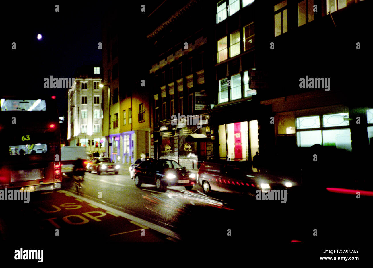 Kilburn High Rd at night, london, england uk Stock Photo