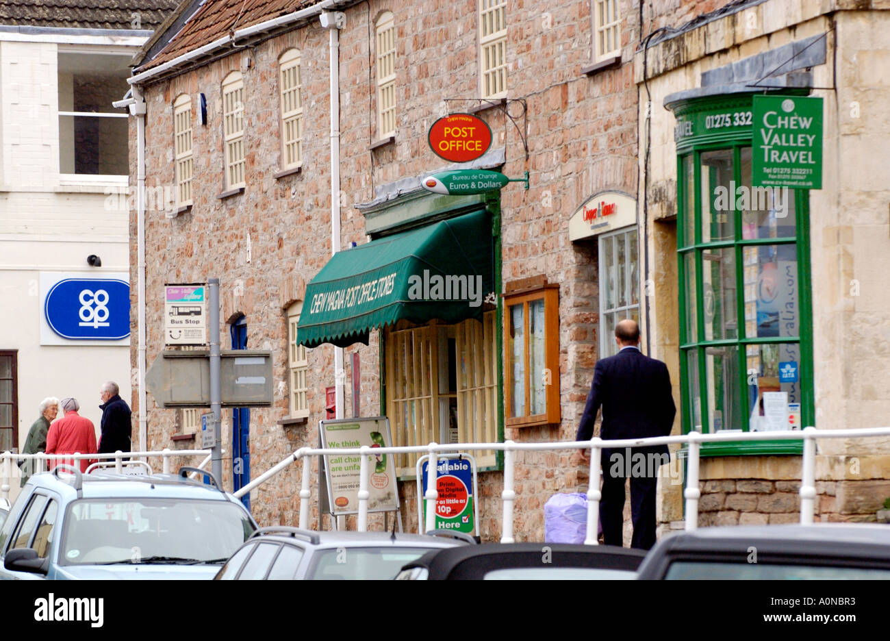 Shops and car parking in village centre of Chew Magna near Bristol