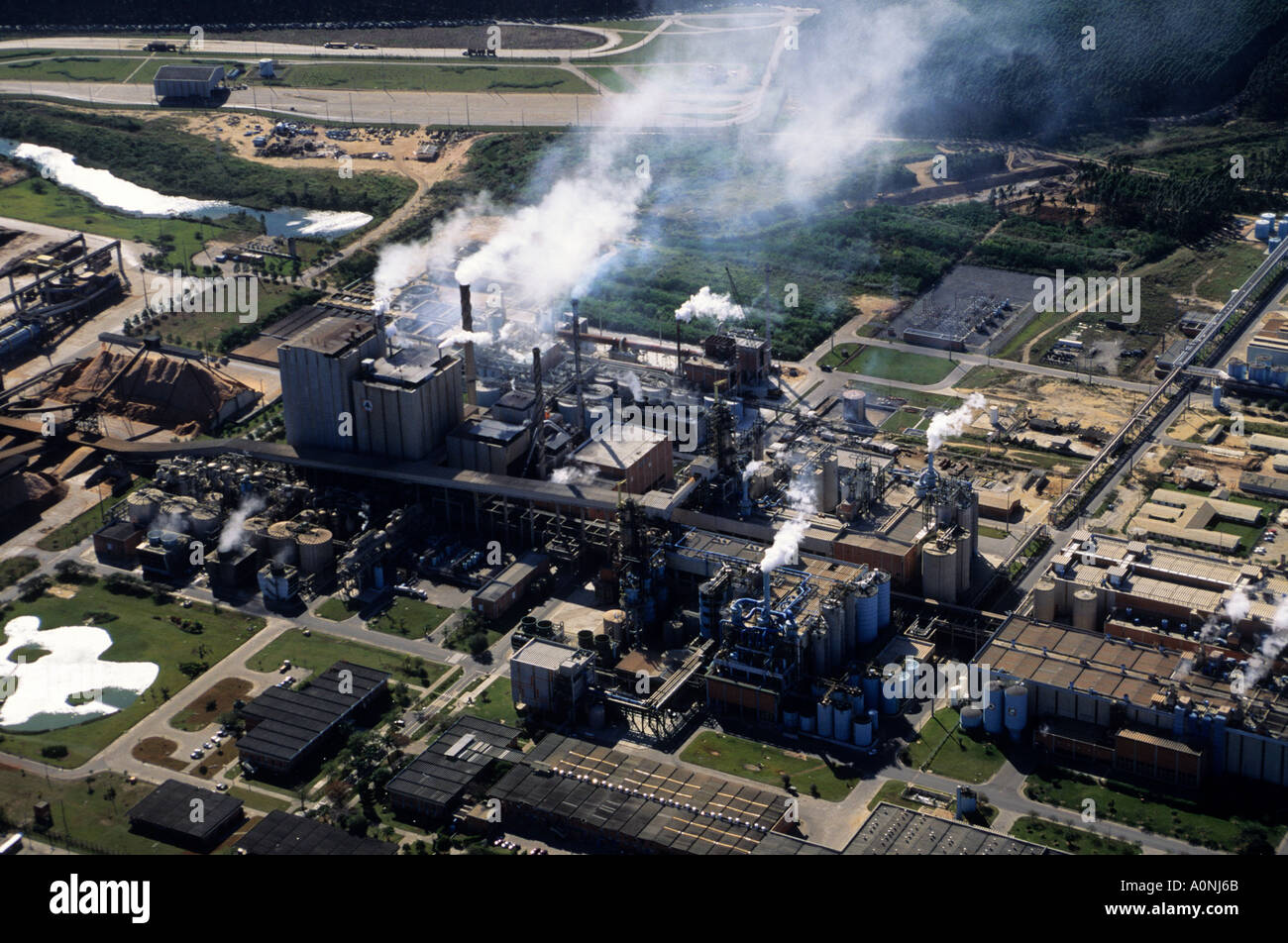 Vitoria, Brazil. Aerial view of the Aracruz paper factory. Stock Photo