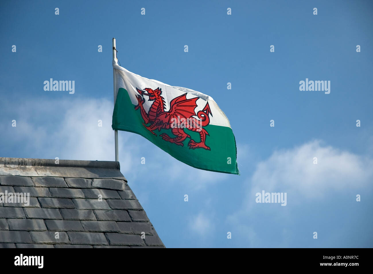 The Welsh flag on a building Stock Photo