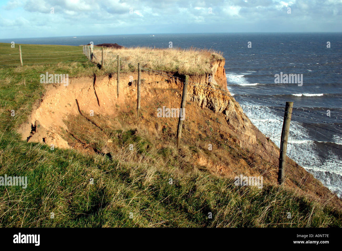 Cliff Erosion Robin Hoods Bay North Yorkshire England Stock Photo