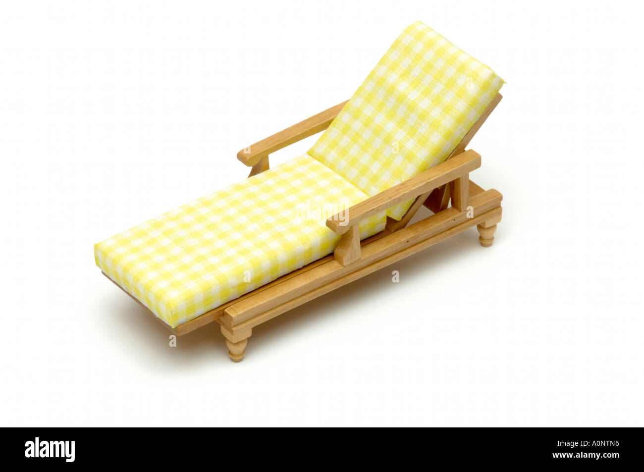 Oriental sun bathing lounge wooden chair on white background Stock Photo