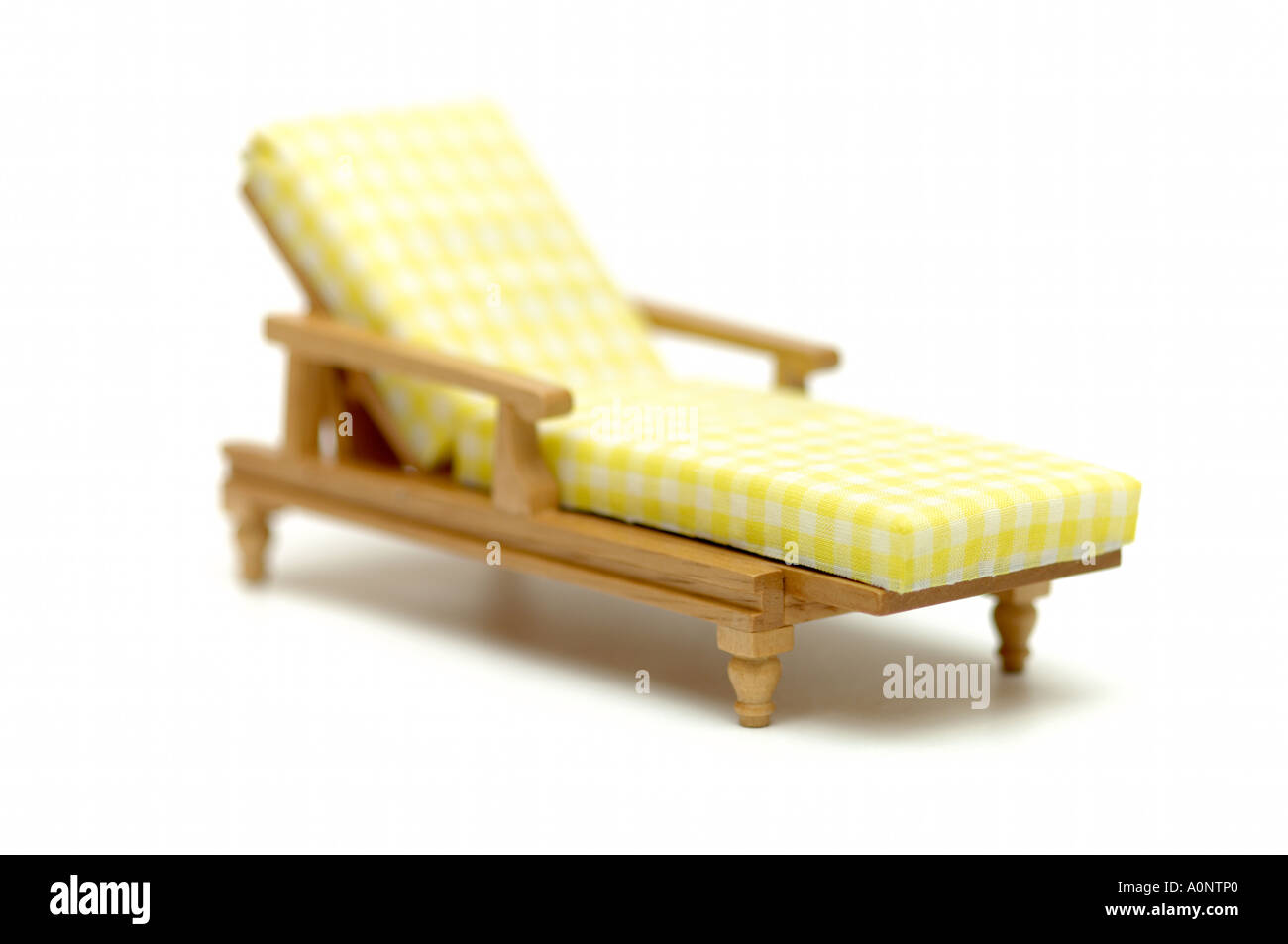 Oriental sun bathing lounge wooden chair on white background Stock Photo