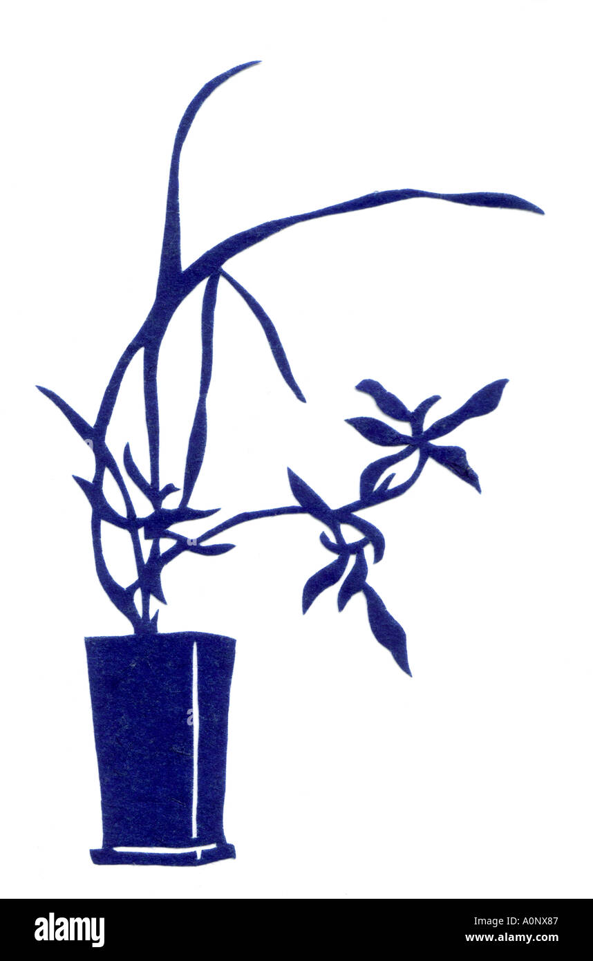 Blue Vase With Slender Grass And Orchid Stock Photo 3278470 Alamy
