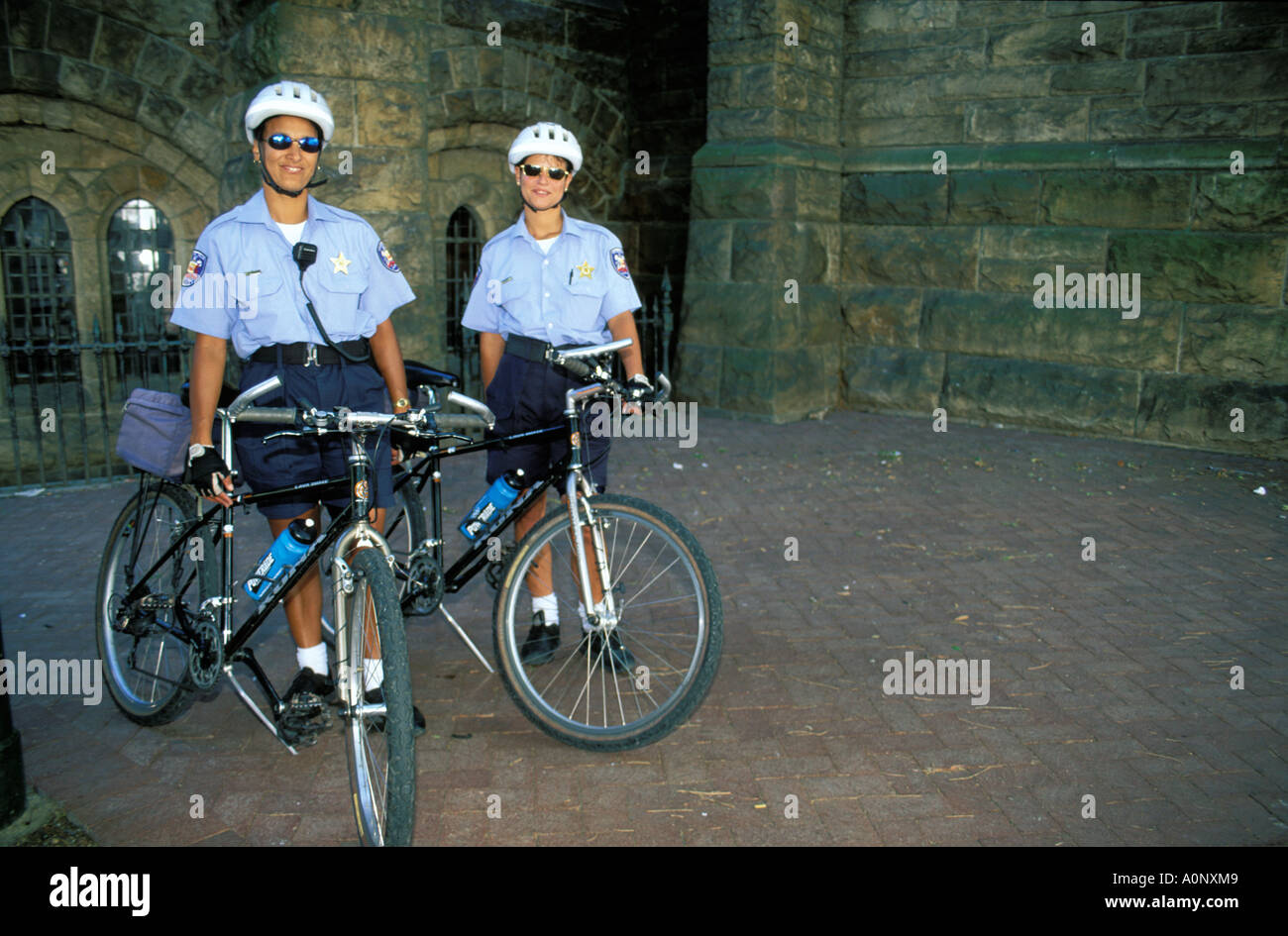 Cape Town policewomen on bicycles Stock Photo