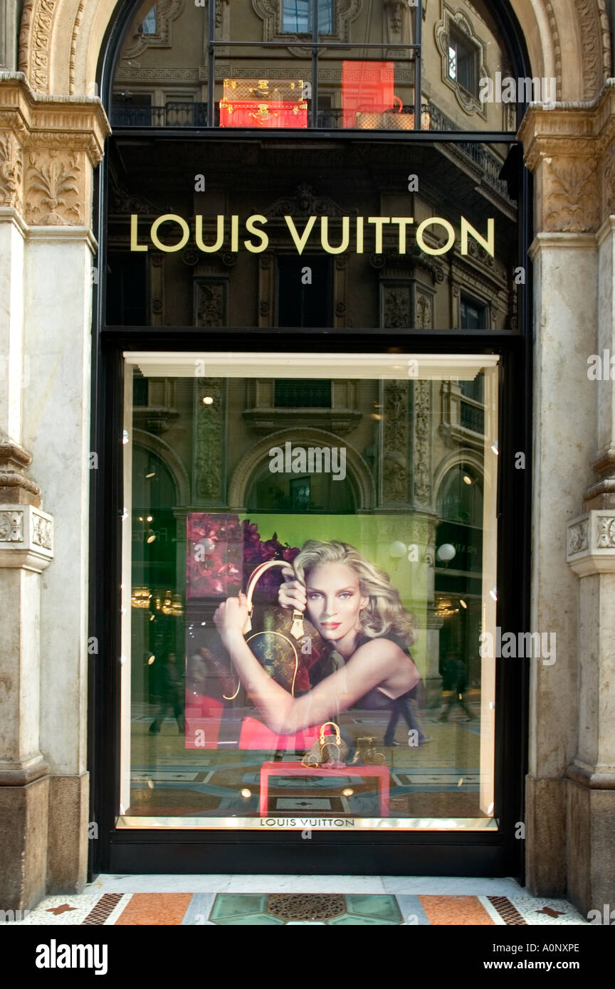 vittorio veneto milan - louis vuitton articles shown in the window - milan  milano - region of lombardia lombardy italy Stock Photo - Alamy
