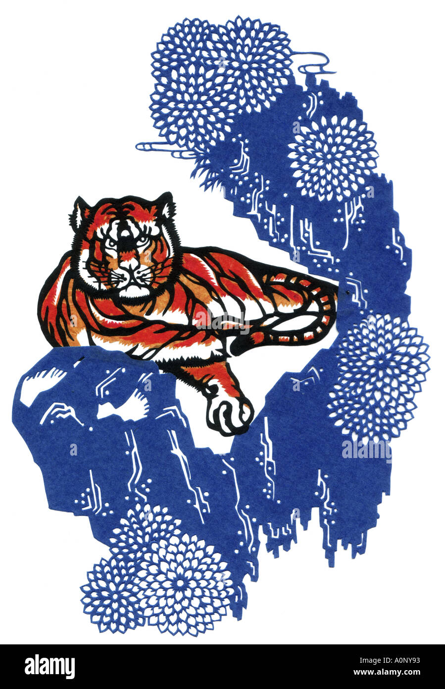 tiger big cat feline bamboo forest rock Stock Photo - Alamy