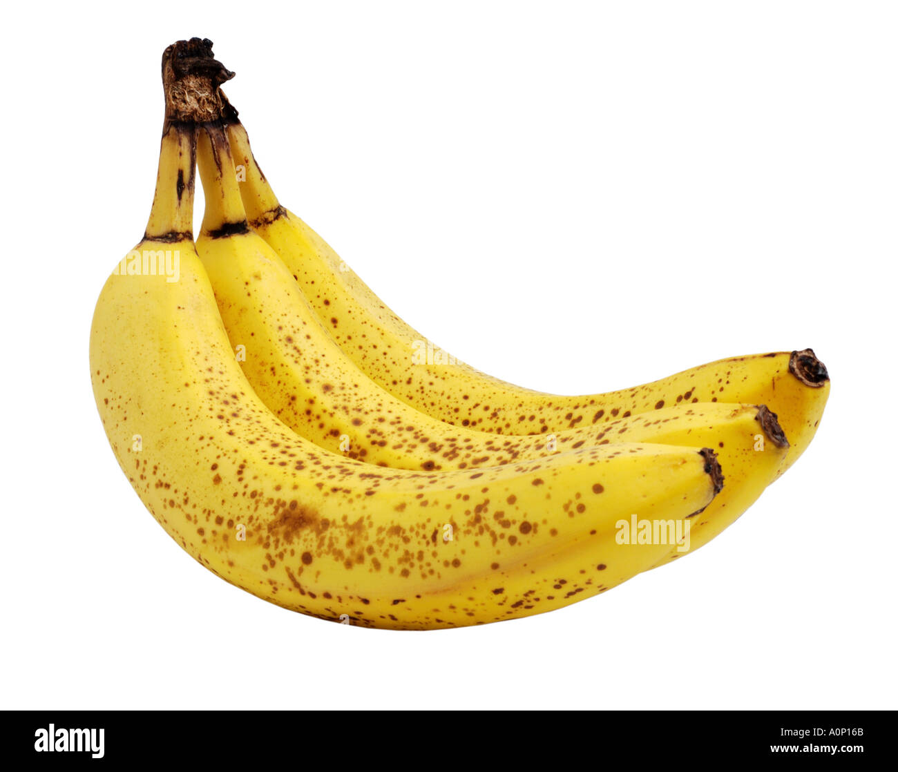 Ripe Bunch of bananas on white Stock Photo