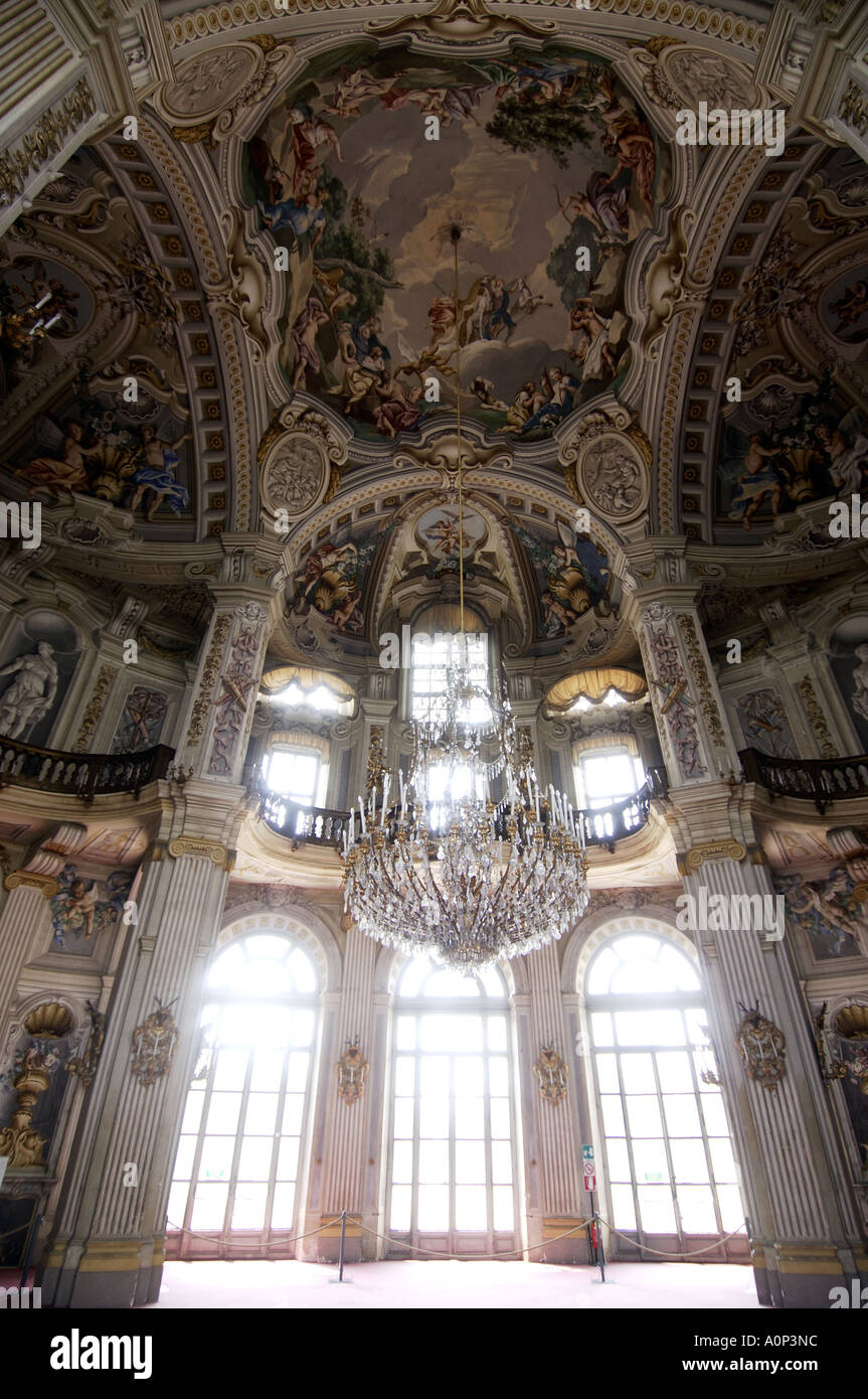 Turin the central hall or salone centrale of the palazzina di caccia di Stupinigi former Savoy hunting lodge Stock Photo