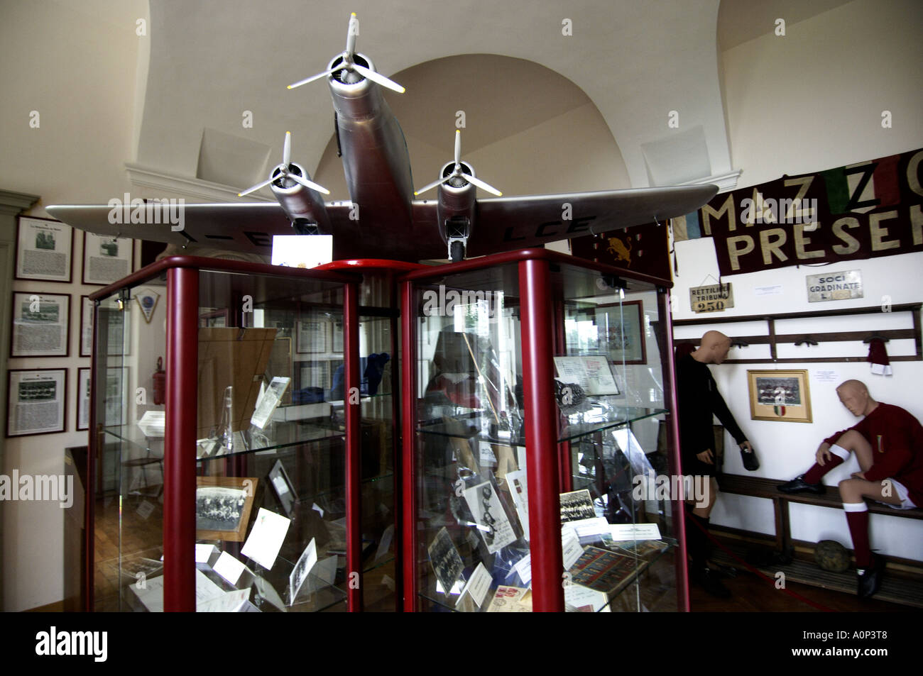 Turin basilica di Superga a small museum to remember the plane crash of  1949 which killed the complete football team of Torino Stock Photo - Alamy