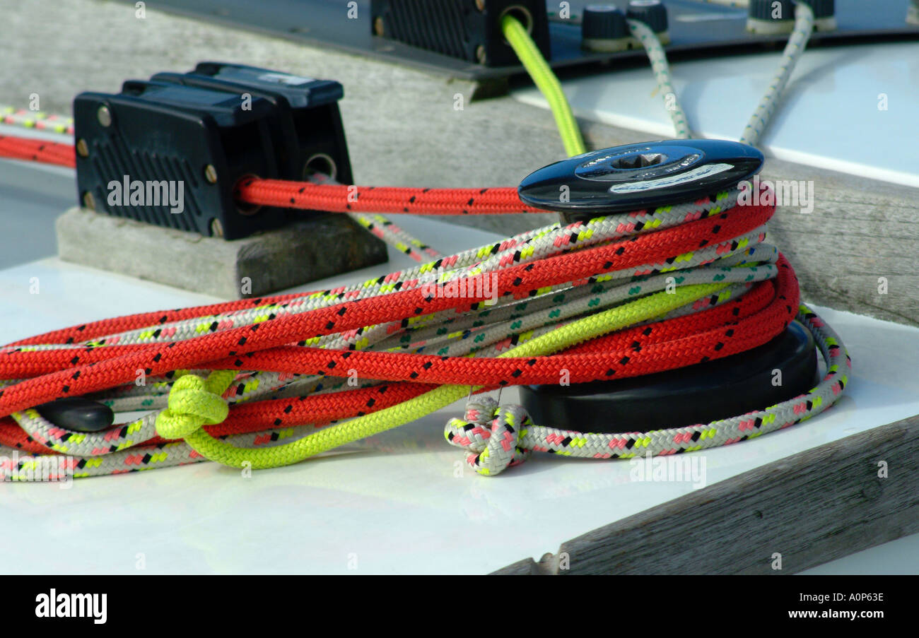 Winch and cleats sailing yacht Stock Photo Alamy