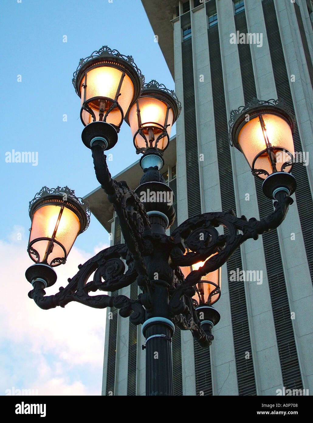 Ornamental Street lights New Orleans Louisiana USA Stock Photo Alamy