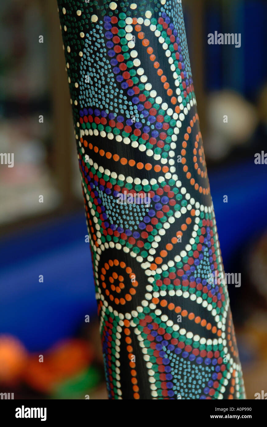 Close up of aboriginal didgeridoo digeridoo Stock Photo Alamy