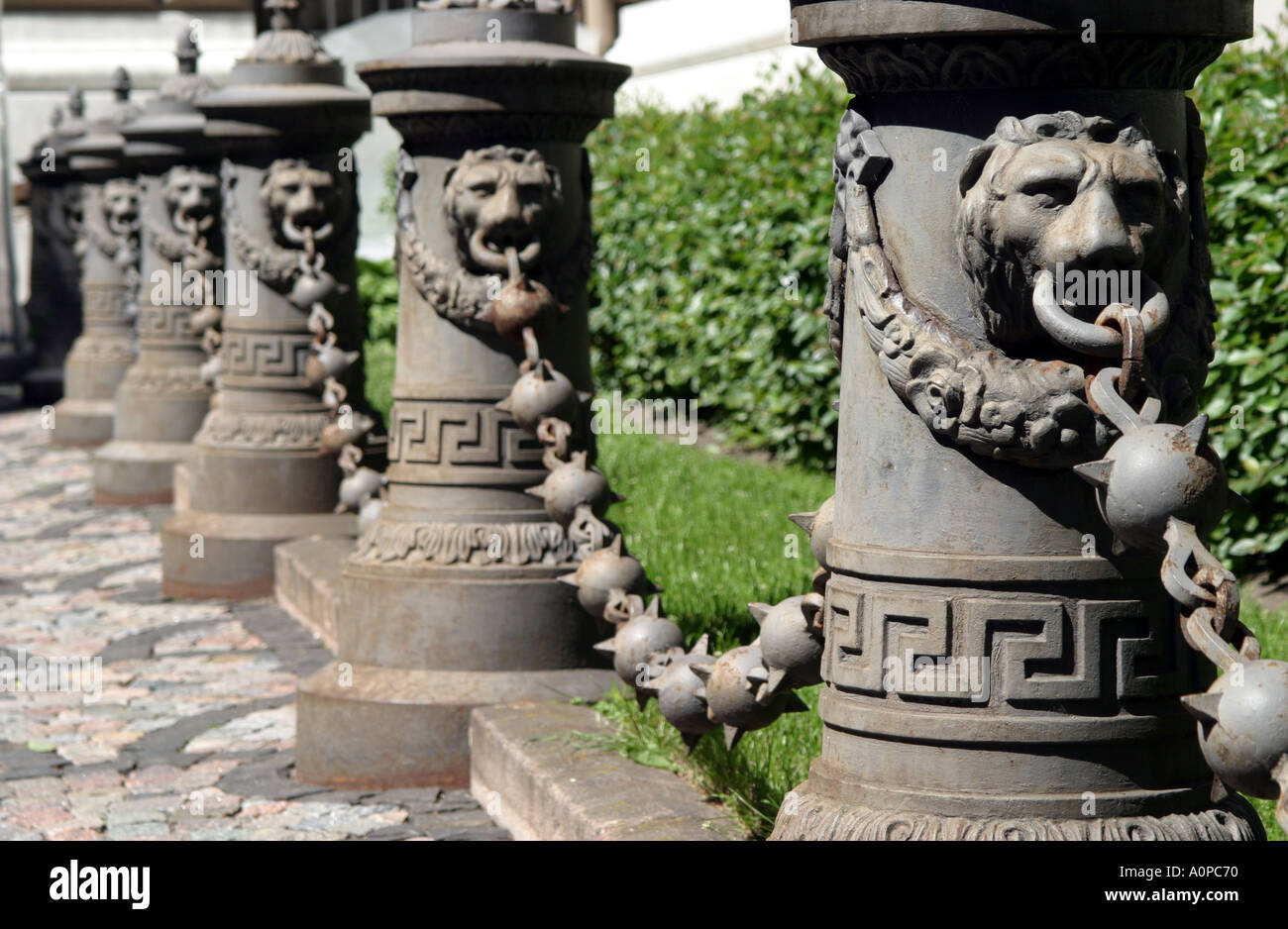 Lion Posts Metal Lion motif hi-res stock photography and images - Alamy