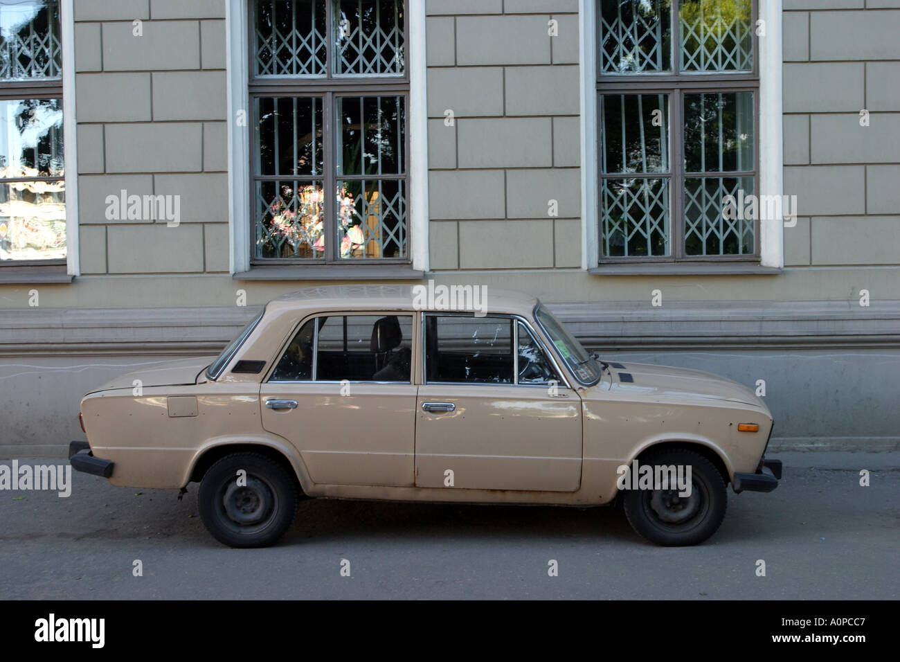 Old East European car in Riga Latvia Stock Photo
