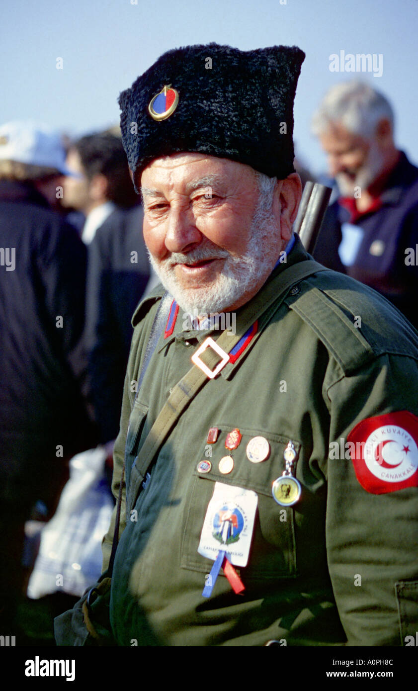 Old Turkish Soldier In Uniform. At The Anniversary Of The Battle of  Gallipoli-Turkey Dressed In Vintage Uniform Stock Photo