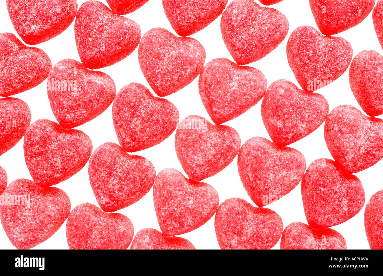 Candy Hearts in Rows Stock Photo
