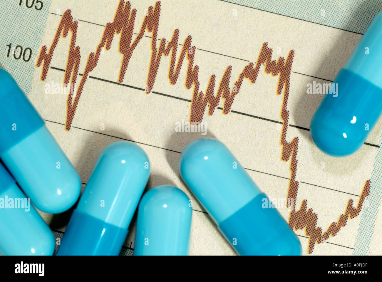 Capsules on a Graph Stock Photo