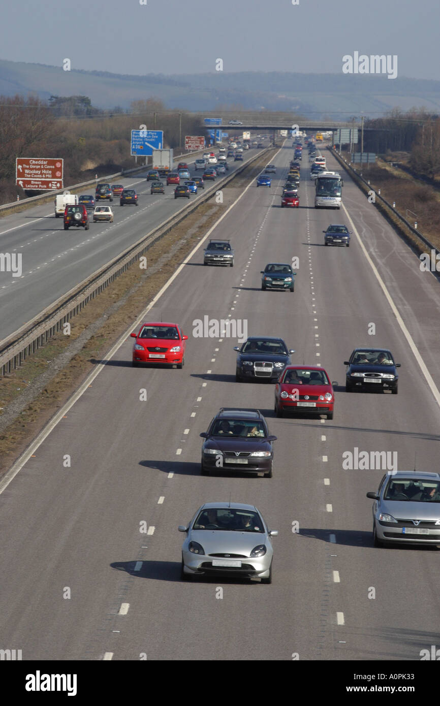 Motorway car vehicle traffic road transport Stock Photo